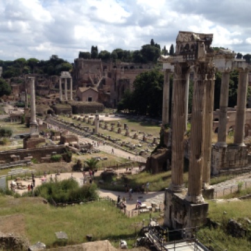 Gazing across the Forum valley from Capitoline to Palatine.
